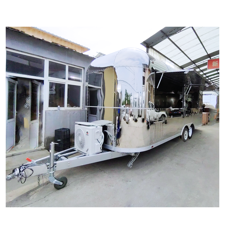 Airstream Caravan Food Truck Stainless Steel Ice Cream Camion De Comida Food Trailer Fully Equipped