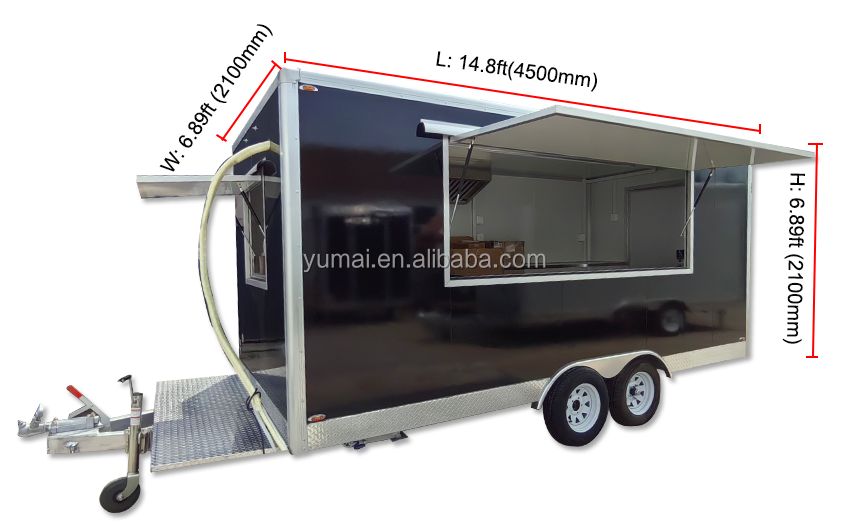 Fully Equipped Street Lemonade Food Cart Outdoor Coffee Trailer Ice Cream Churros Mobile Food Trailer