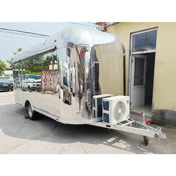 Stainless Steel Food Truck Hot Dog Pizza Coffee Ice Cream Mobile Fast Airstream Food Trailer for Sale