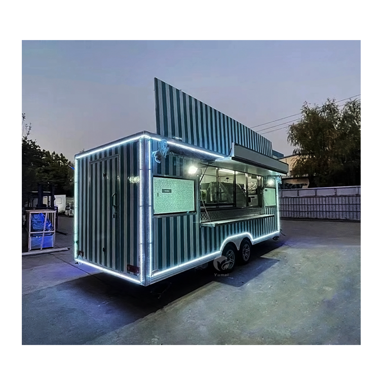 Iridescent Beer Ice Cream Food Cart For Sale Hot Dog Pizza Coffee Food Trailer Truck With Full Kitchen Equipment