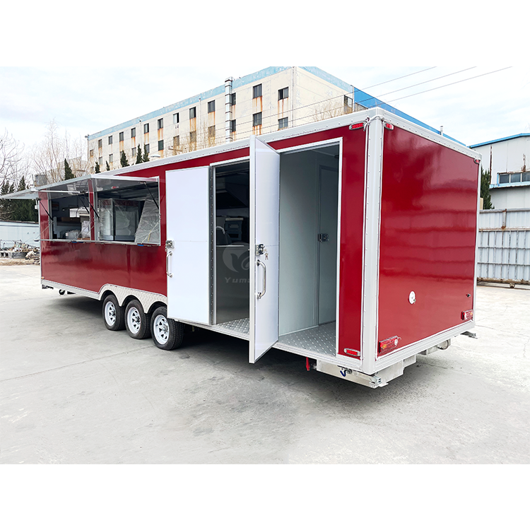 Mobile Food Kiosk Catering Fully Equipped BBQ Food Trailer Pizza Fast Food Trucks With Full Kitchen for Sale