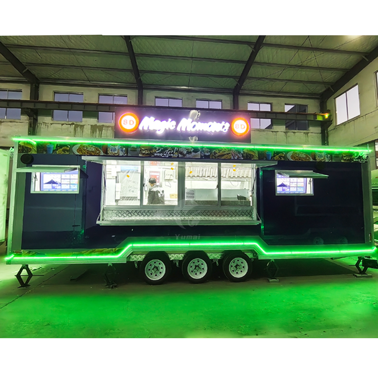 Flashing Catering Concession Hot Dog Ice Cream Food Trailer Cart Remorque  Food Truck With Full Kitchen Equipment for Sale