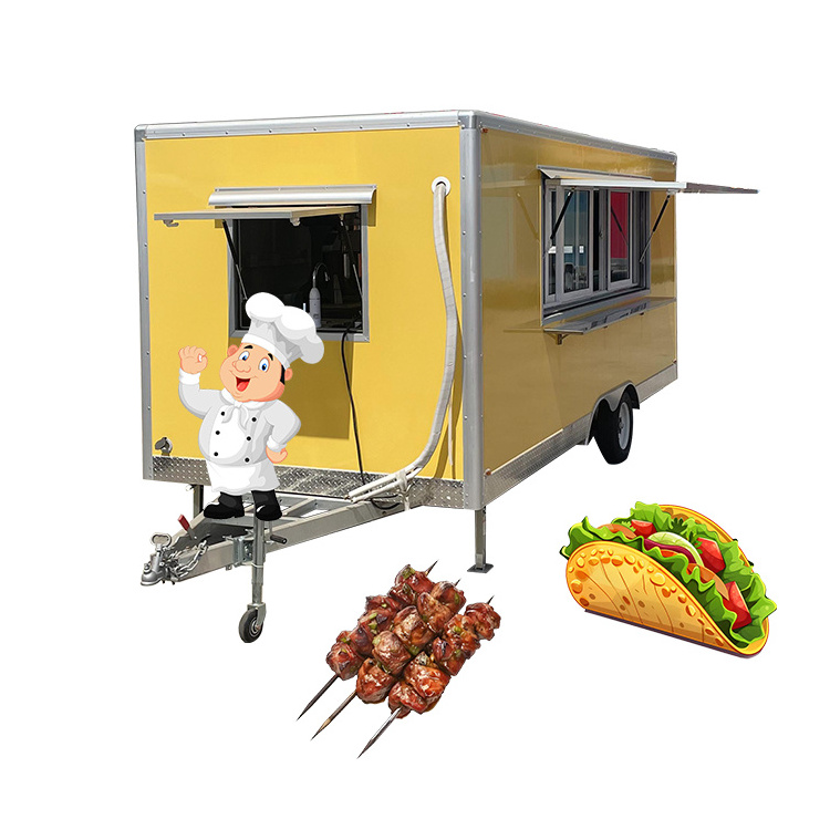 16.4ft Coffee Van BBQ Food Trucks Mobile Fast Food Trailer Kitchen Usa Air Conditioner Fully Equipped