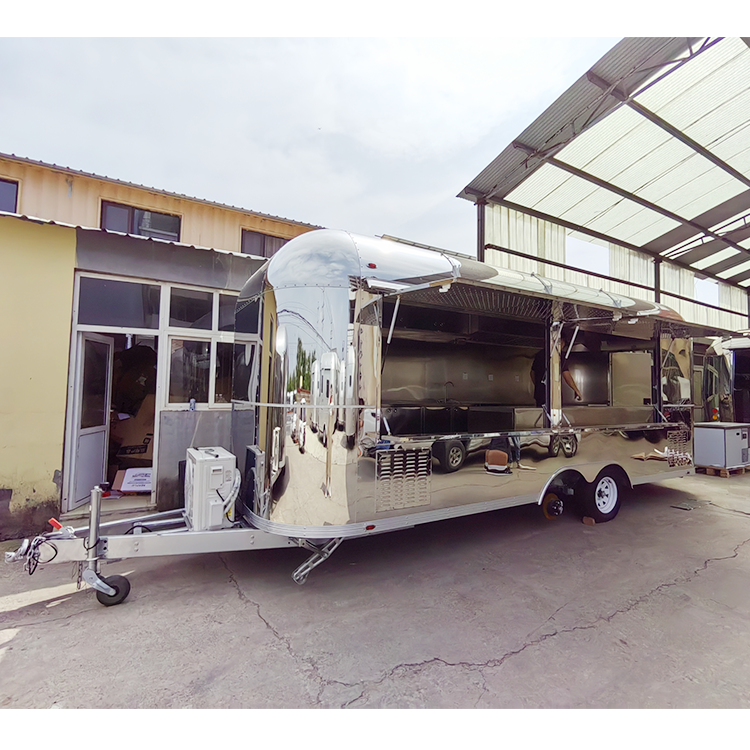 Stainless Steel Food Truck Hot Dog Pizza Coffee Ice Cream Mobile Fast Airstream Food Trailer for Sale