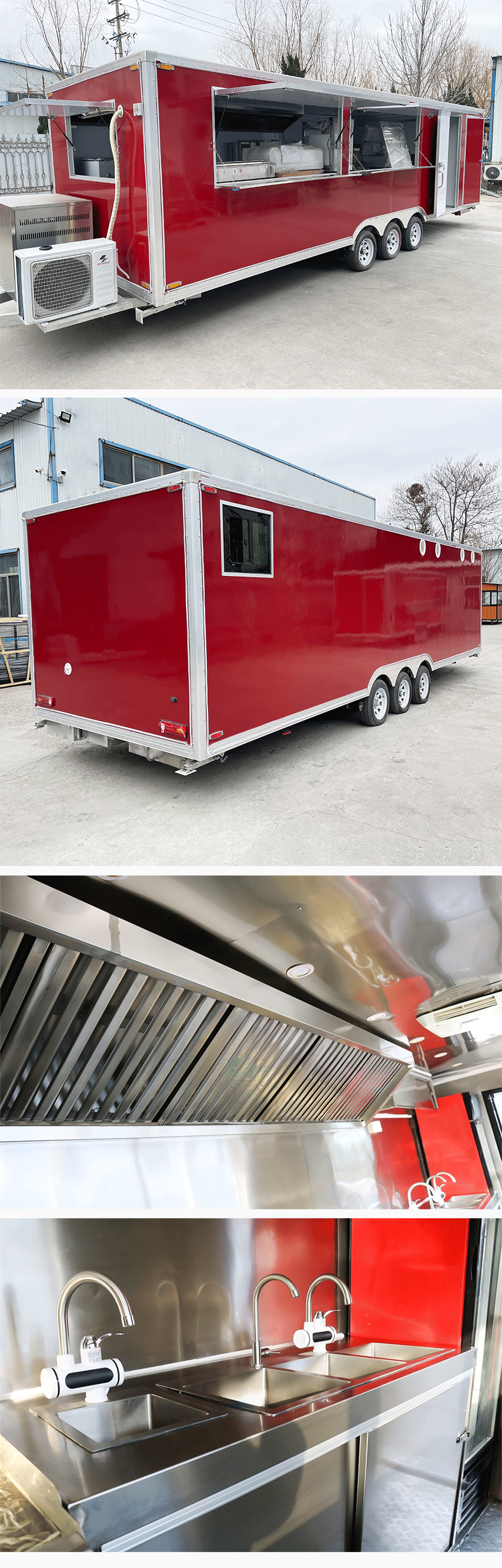 USA Outdoor Mobile Trailer Fully Equipped DOT Listed Ice Cream Pizza Waffle Crepe Food Truck Trailer with Full Kitchen