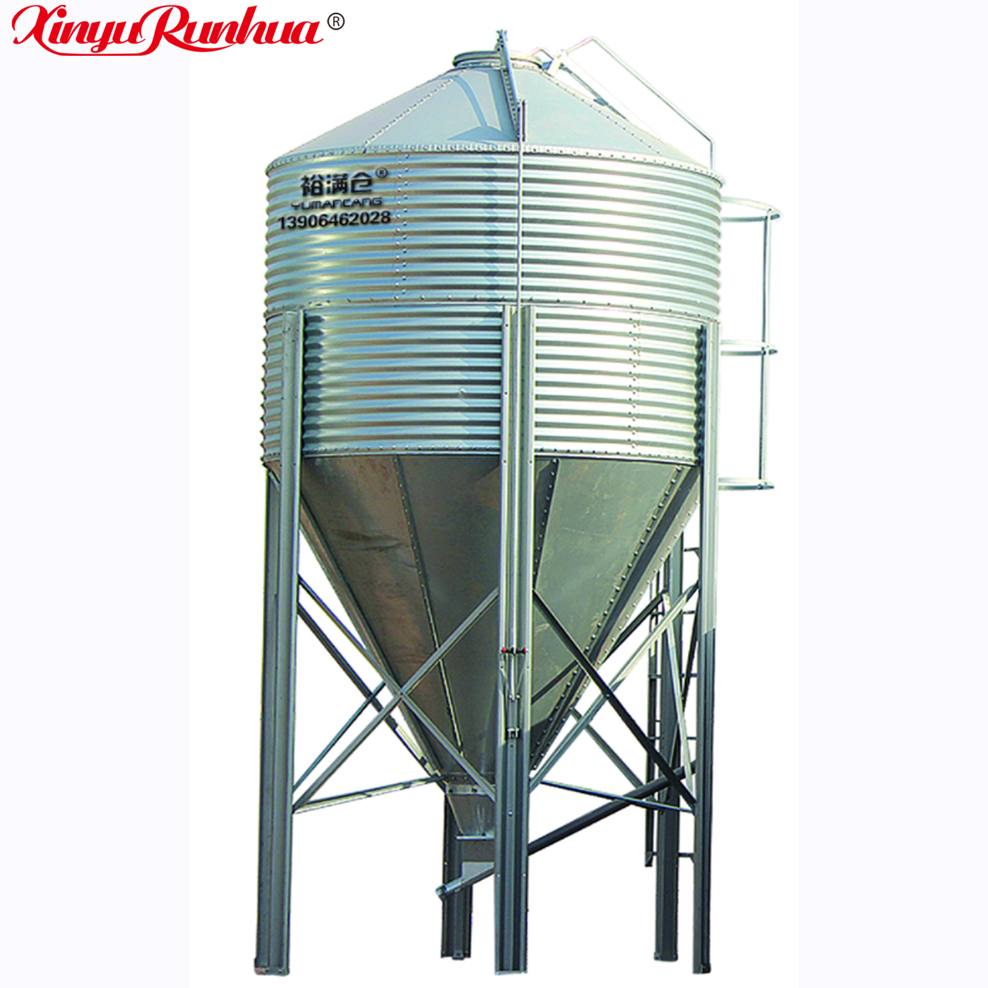 3-33ton Galvanized Steel Feeding Silo Poultry Farm Chicken Feed Silo For Sale