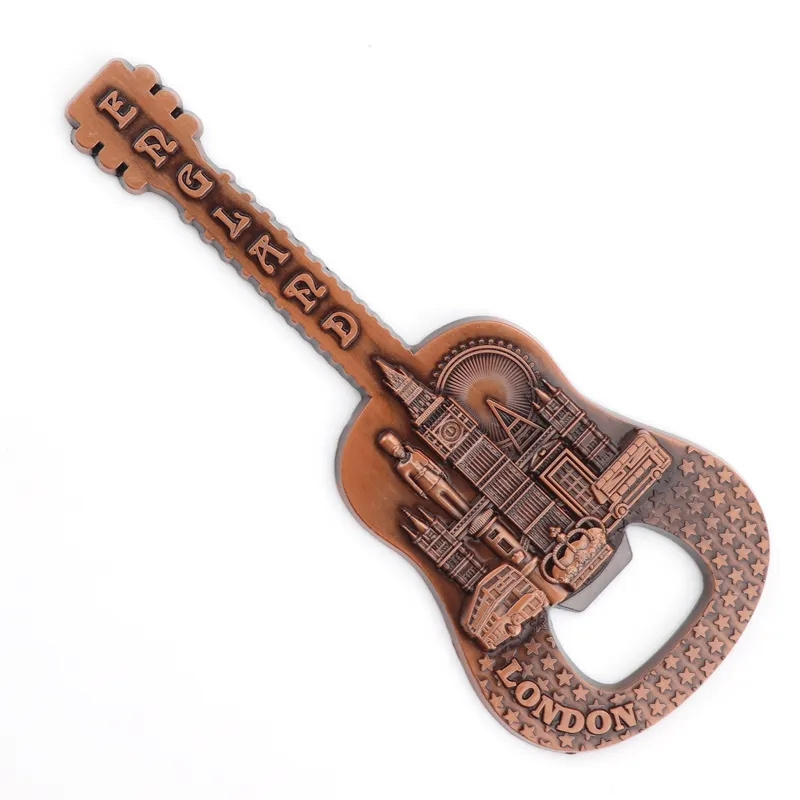 Best-selling custom design logo London souvenir Key Chain Guitar shaped zinc alloy metal opener