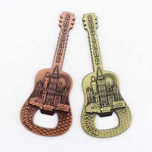 Best-selling custom design logo London souvenir Key Chain Guitar shaped zinc alloy metal opener