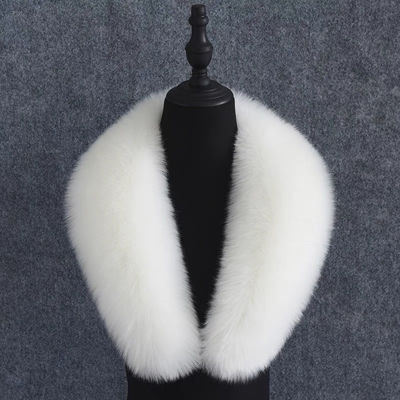 Custom handMade Colorful Real Fur Scarf Detachable Genuine Fox Fur and raccoon fur big Collar wholesale