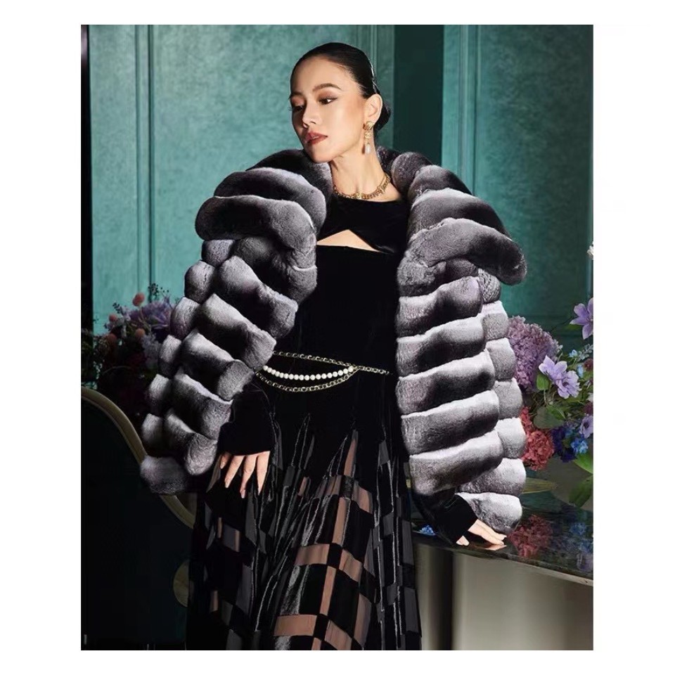 RXFurs Manufacturer High Quality Natural Animal Skins Women Men Luxury Real Genuine Chinchilla Fur Coat