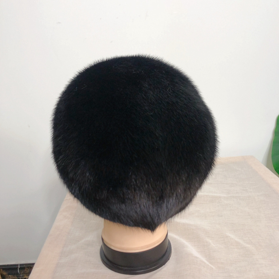 Custom logo classic Male Furry Winter Men's Hats Warm Ear Flaps Luxury warm Full fur real mink fur hats for men