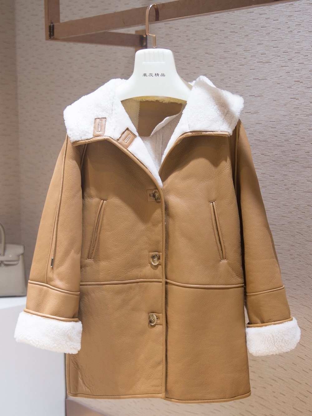 Double face Leather overcoat wholesale parka ladies winter PU jacket women fleece lined Lamb shearing Hooded coat