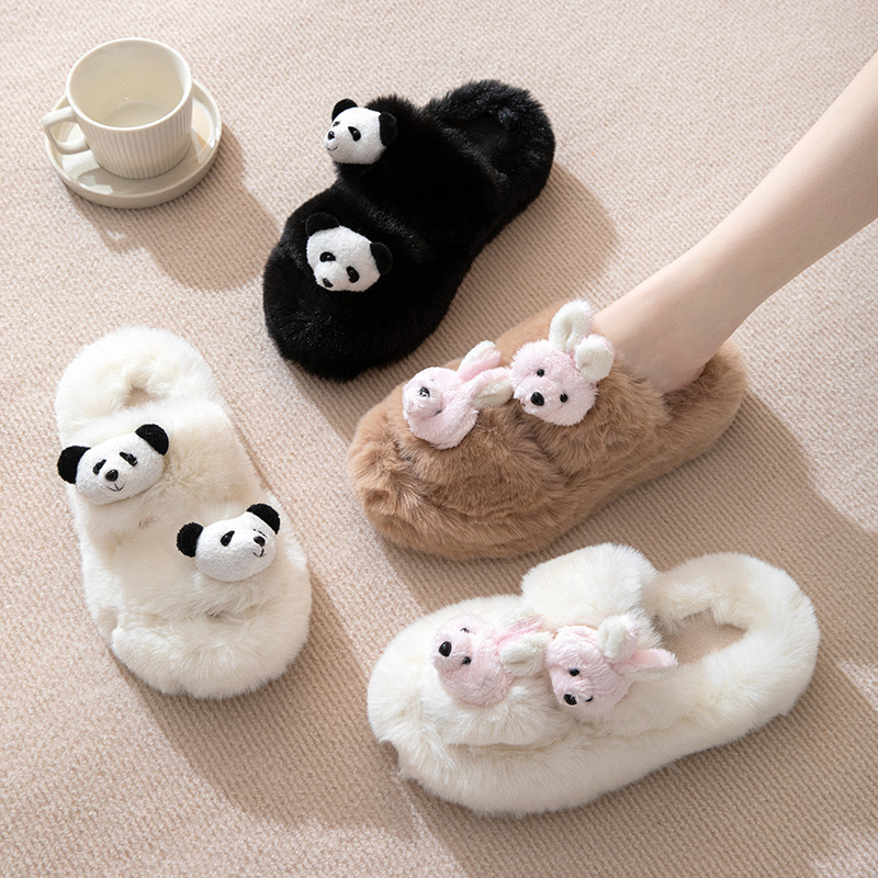 Fashion cuetom New Arrival Winter Closed Toe Indoor Outdoor Plush Winter Women Fluffy Big  Lovely faux Fur Slippers