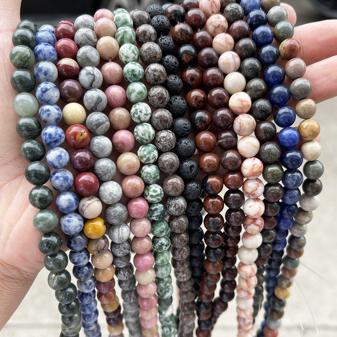 Wholesale 6 8 10mm Natural Stone Round Loose Beads Crystal Faceted Beads Jasper Tiger Eye Various Gem for Jewelry Diy Making