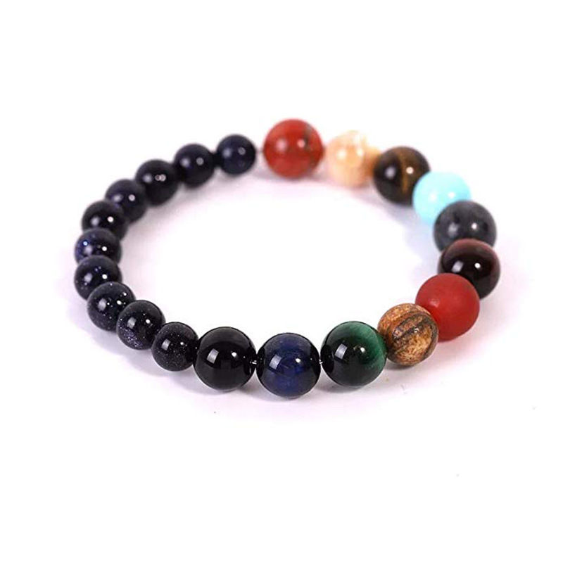 Natural Stone Colorful Beads Planetary Gemstone Bracelet Energy Universe Yoga Solar Chakra Bracelet for Women Men Jewelry