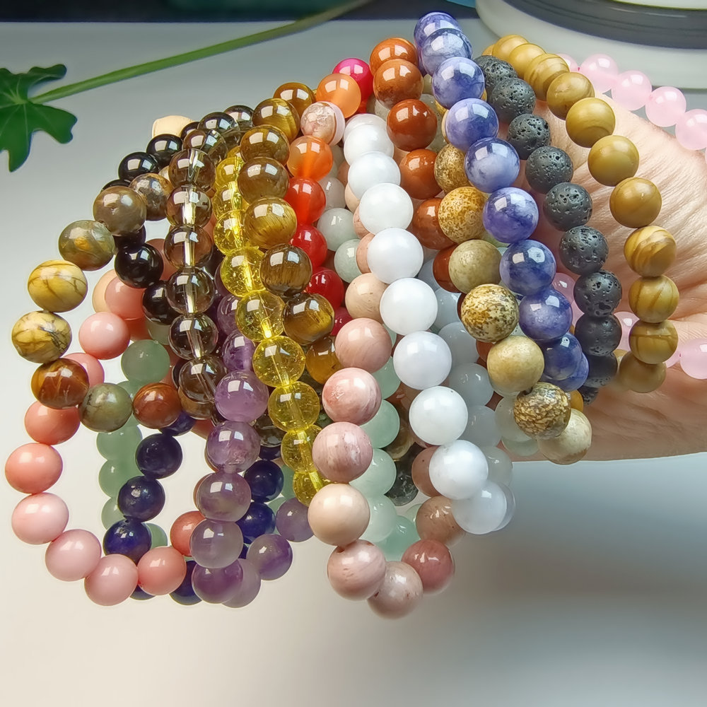 Natural 4mm/6mm/8mm /10mm Beaded Bracelets Elastic Gemstones Healing Crystal Stretch Stone Bead Bracelet for Women Men