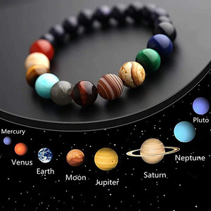 Natural Stone Colorful Beads Planetary Gemstone Bracelet Energy Universe Yoga Solar Chakra Bracelet for Women Men Jewelry