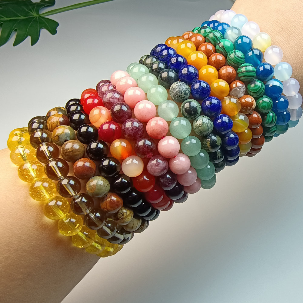 Natural 4mm/6mm/8mm /10mm Beaded Bracelets Elastic Gemstones Healing Crystal Stretch Stone Bead Bracelet for Women Men