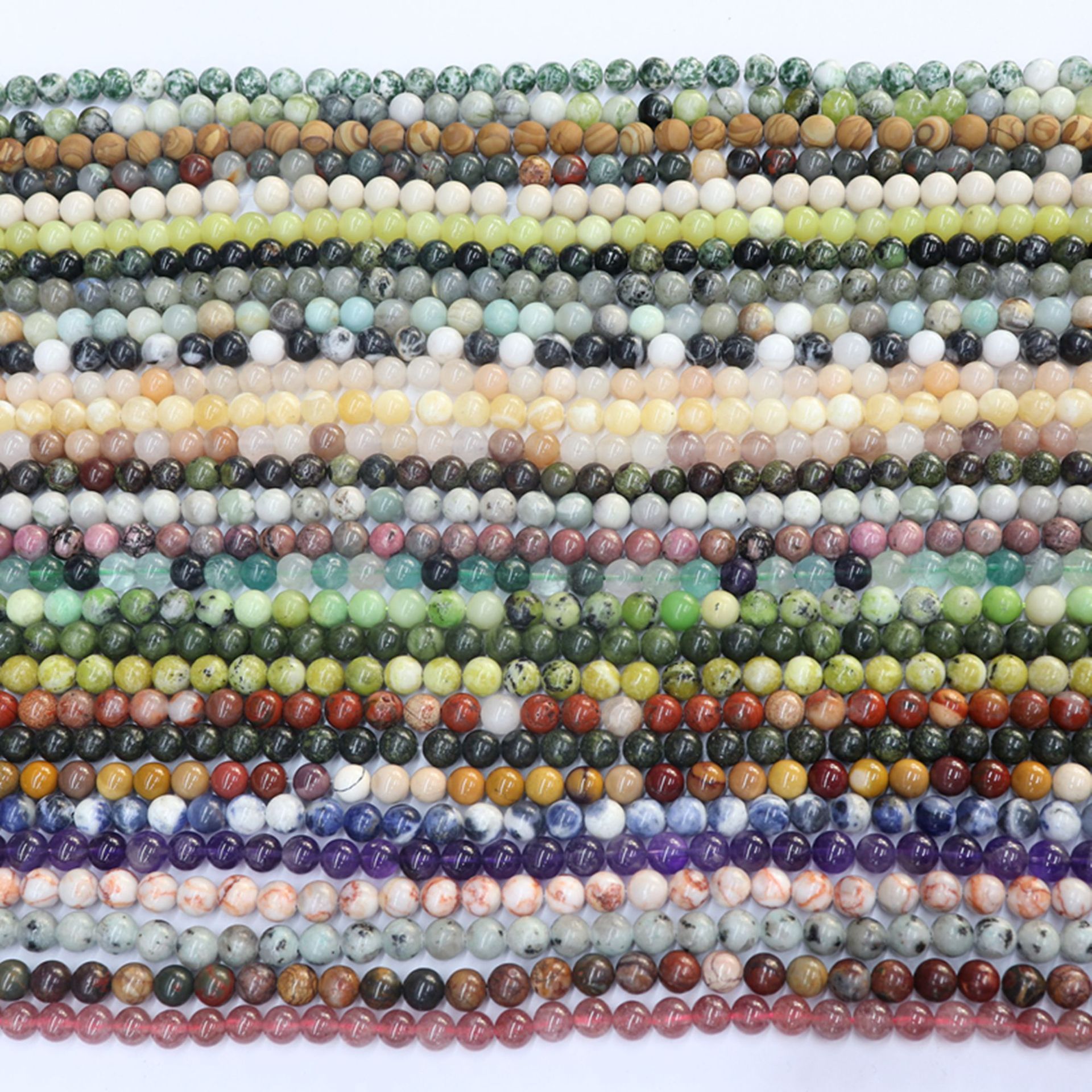 Wholesale 6 8 10mm Natural Stone Round Loose Beads Crystal Faceted Beads Jasper Tiger Eye Various Gem for Jewelry Diy Making