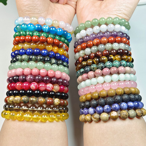 Natural 4mm/6mm/8mm /10mm Beaded Bracelets Elastic Gemstones Healing Crystal Stretch Stone Bead Bracelet for Women Men