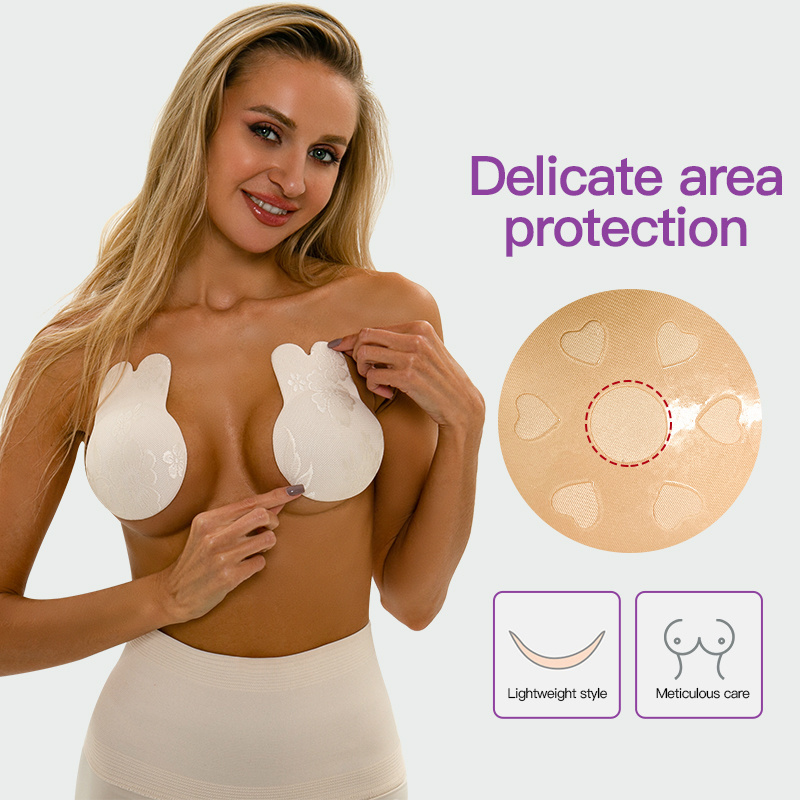 Invisible Self Adhesive Bra Strapless Reusable Push Up Lift Nipple Covers for Women Backless Clothing