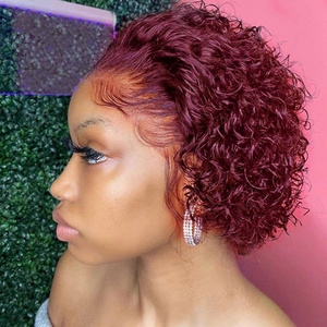 Wholesale Short Curly Wigs For Black Women Lace Front Wigs Pixie Cut Wig Synthetic Hair with Lace Frontal Closure