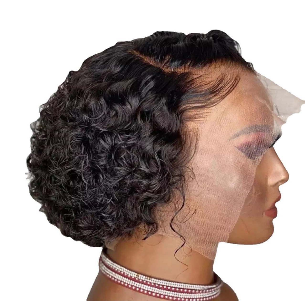 Wholesale Short Curly Wigs For Black Women Lace Front Wigs Pixie Cut Wig Synthetic Hair with Lace Frontal Closure