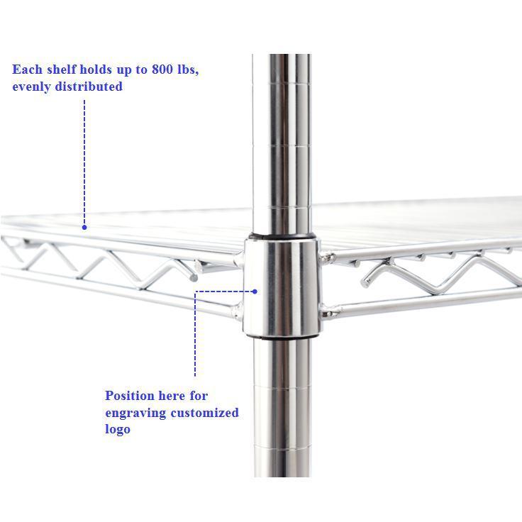 18 x 48 x 72 Inch 6 Tier Cheap Promotion Garage Wire Storage Shelf Units Adjustable Metal Chrome Wire Shelving