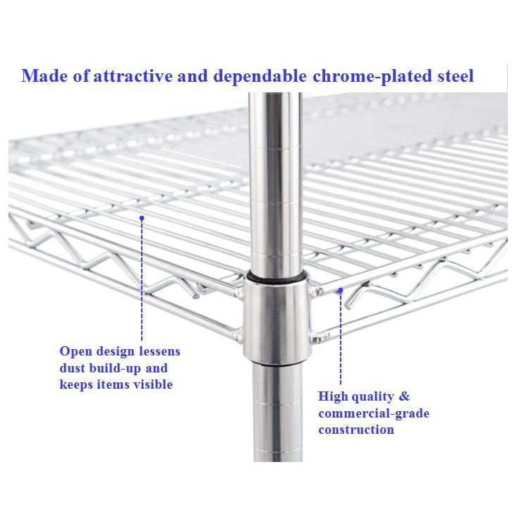 18 x 48 x 72 Inch 6 Tier Cheap Promotion Garage Wire Storage Shelf Units Adjustable Metal Chrome Wire Shelving