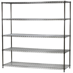 72"l x 18"w x 72"h Adjustable 5 Tiers Black Epoxy Coated Cold Room Wire Racking Shelf