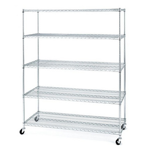 5 Layers 48" x 18" x 60" Wholesale Heavy Duty 800lbs Loading Weight Each Shelf Chrome Wire Shelves with Wheels