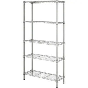 30"W x 14"D x 66"H Floor Standing 5 Tiers Cheap Price Light Duty Chrome Black White Silver Easy-to-Assemble Wire Shelving