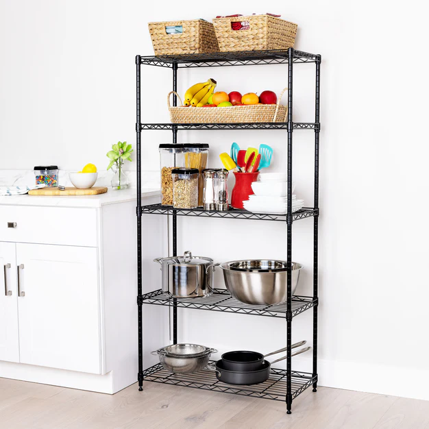 Adjustable Nsf-certified Metal Shelf Wire Shelving Unit Storage For Small Places Restaurant Garage Pantry 5 Tiers Kitchen Rack