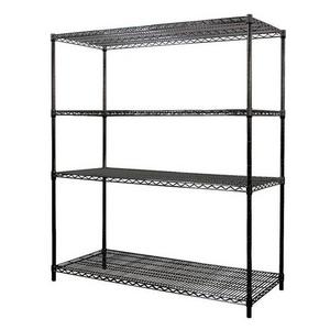 Modern 48"w x 18"d x 79"h Heavy Duty 4 Tiers Iron Steel Wire Office Adjustable Display Black Rack Shelving