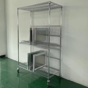 21"W x 48"L x 48"H High Quality 3 Tier Chrome Plated Wire SMT Laser Stencil Storage Rack Shelving