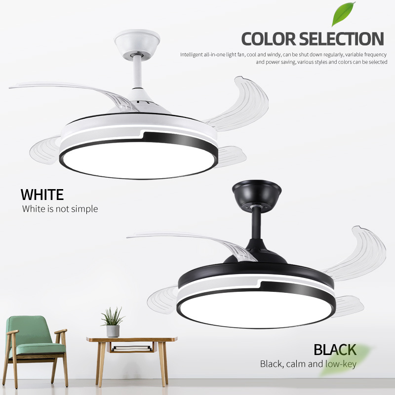 LED Ceiling Fan With Lights Living Room Remote Control 3 Color Change Chandelier