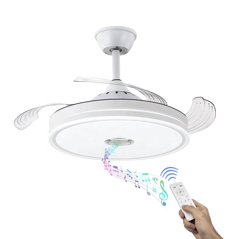 Modern Remote Control Retractable Fan Lamp Living Room Bedroom Decorative Ceiling Fan With Light