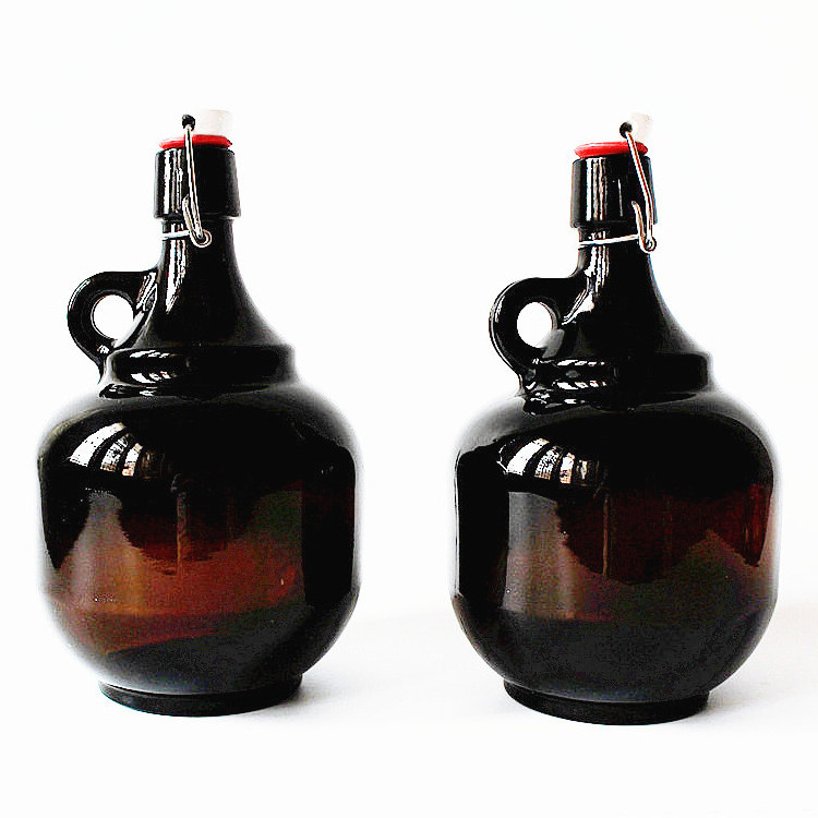 16oz 32oz Amber Brown Home Brewing Beer Glass Growler Jug with Swing Top