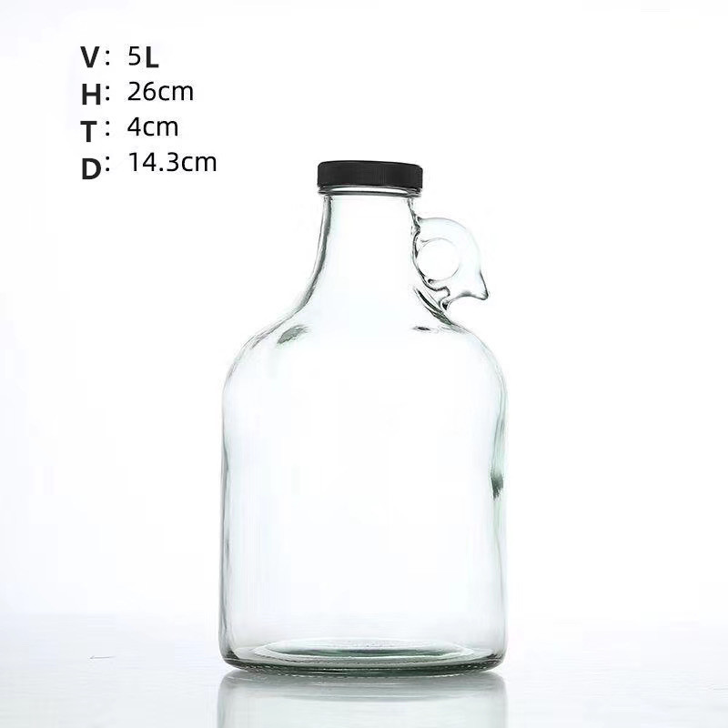 1 Gallon Clear Glass Jug With Finger Handle For Ciders Juices Home Brews Chemicals