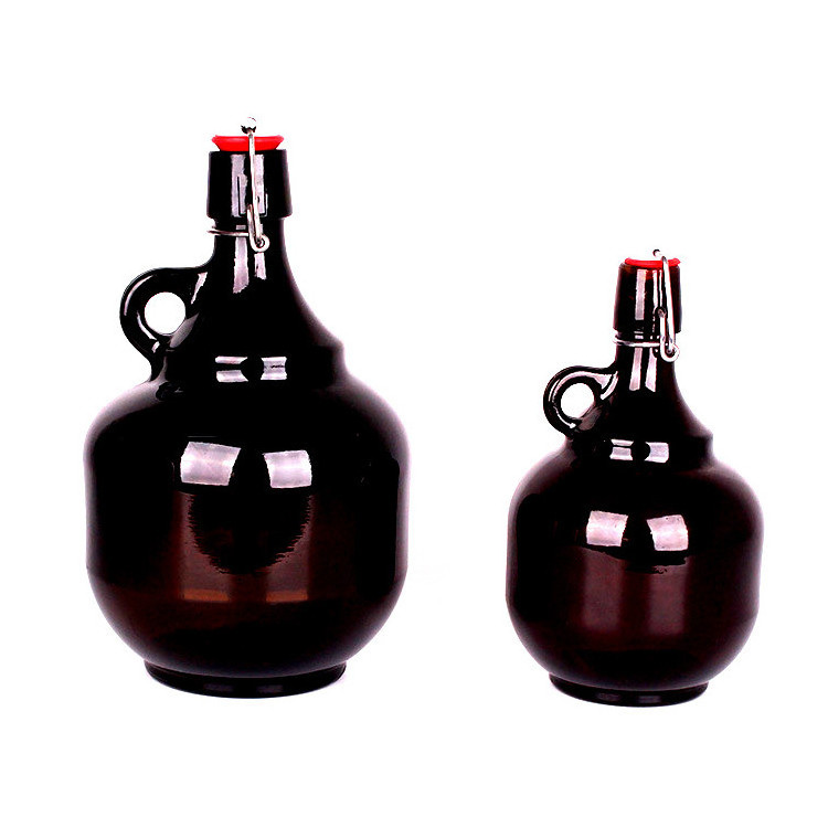 16oz 32oz Amber Brown Home Brewing Beer Glass Growler Jug with Swing Top