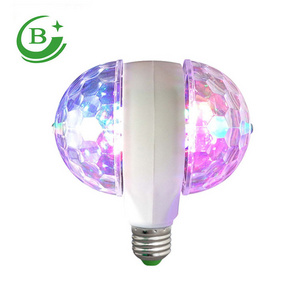 hot sale E27 led double head small magic disco ball light bulb 6w rotating disco ball lamp