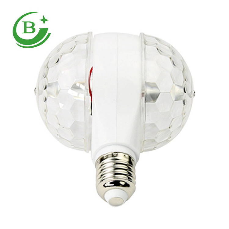 hot sale E27 led double head small magic disco ball light bulb 6w rotating disco ball lamp