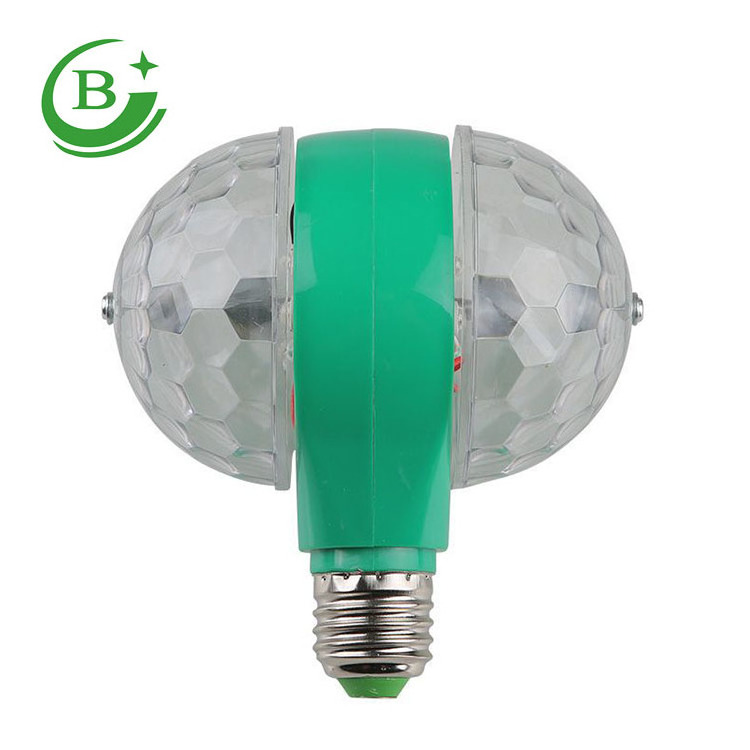 hot sale E27 led double head small magic disco ball light bulb 6w rotating disco ball lamp