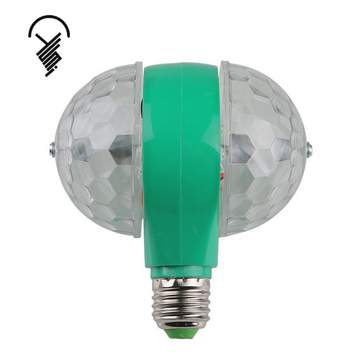 High quality E27 led Full Color Rotating Lamp double head small magic disco Led Rgb Bulb