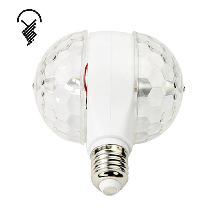 High quality E27 led Full Color Rotating Lamp double head small magic disco Led Rgb Bulb