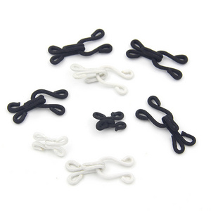 Black Dress Hook And Eyes Fastener Nylon White Fur 38mm Fabric Covered Hook And Eye