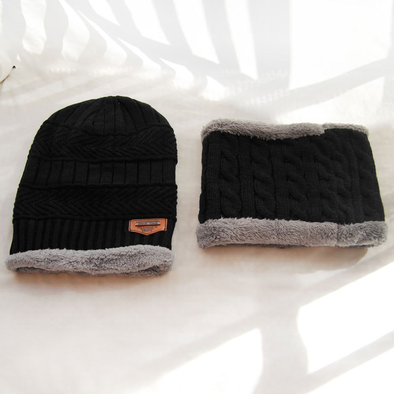 Soft Knitted Thicken Wool Ski Cap Warm Hats Neck Warm Winter Wool Hat Set Child Women Men Beanie Hat And Scarf Set