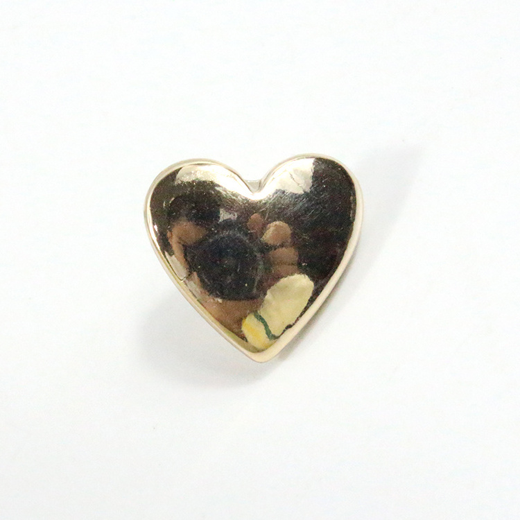 Custom Heart Shaped Alloy Metal Silver Plain Shank Button