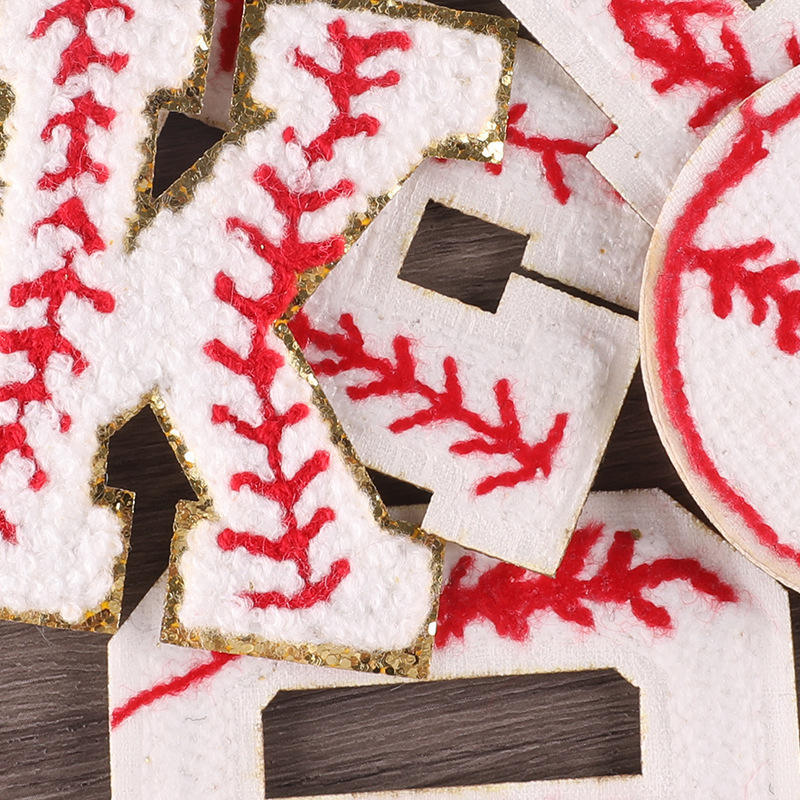 Gold Border Iron On Letters And Numbers Adhesive Repair Chenille Baseball Letter Patches Baseball Patches