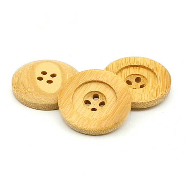 Customized Brand Logo Natural Fashion Garment 4 Holes Wooden Bamboo Button Custom Shirt Button